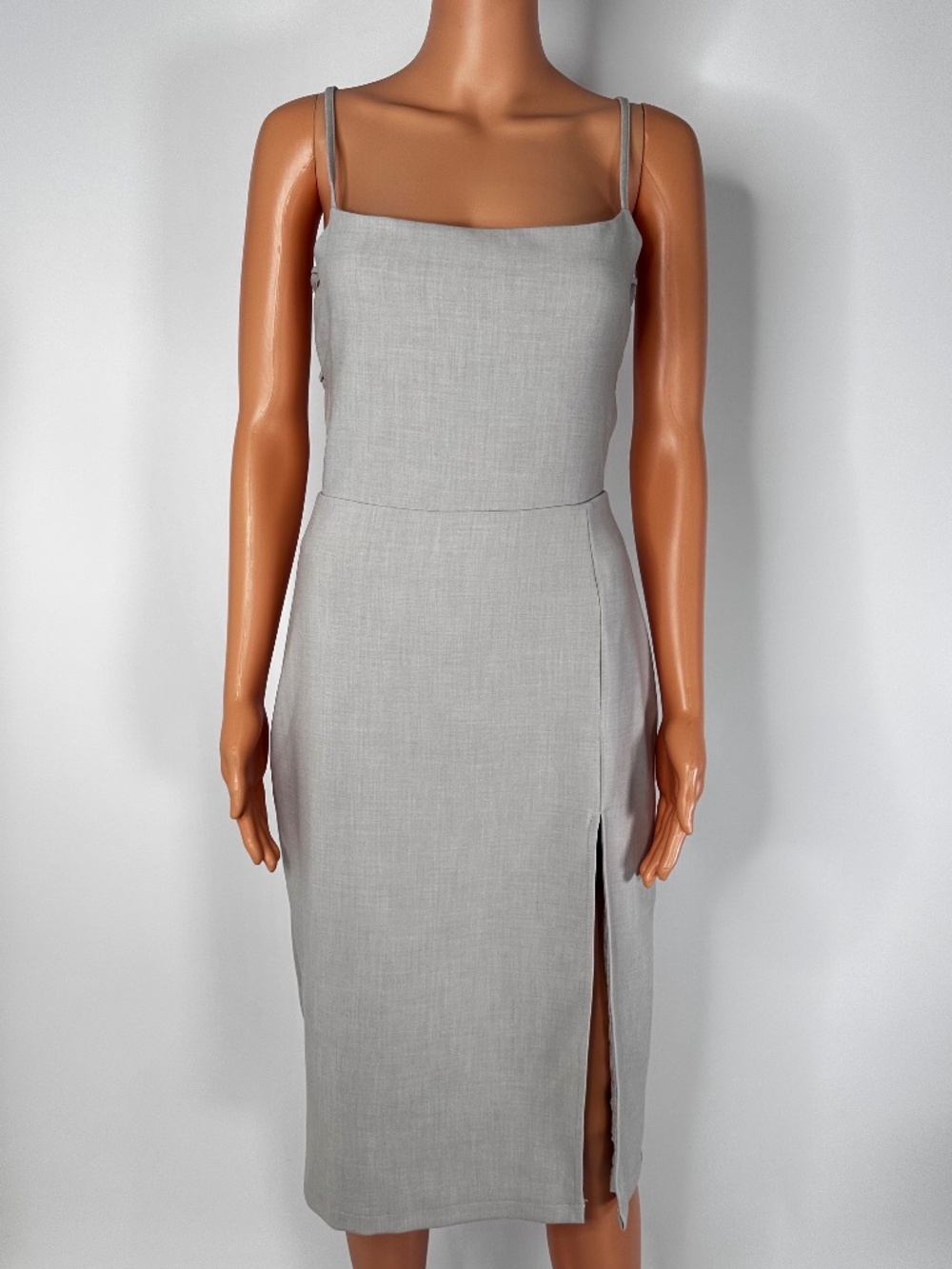 4th + Reckless Gray Midi Dress US 5 Backless Spaghetti Strap Bodycon Slit